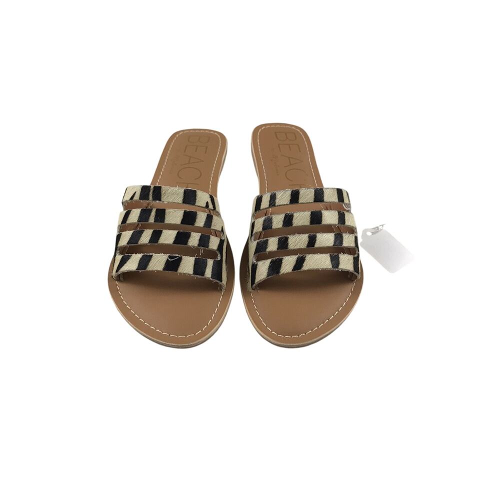 Beach by Matisse Zebra Print Cowhair Boardwalk Slide Sandals Size 6 NIB